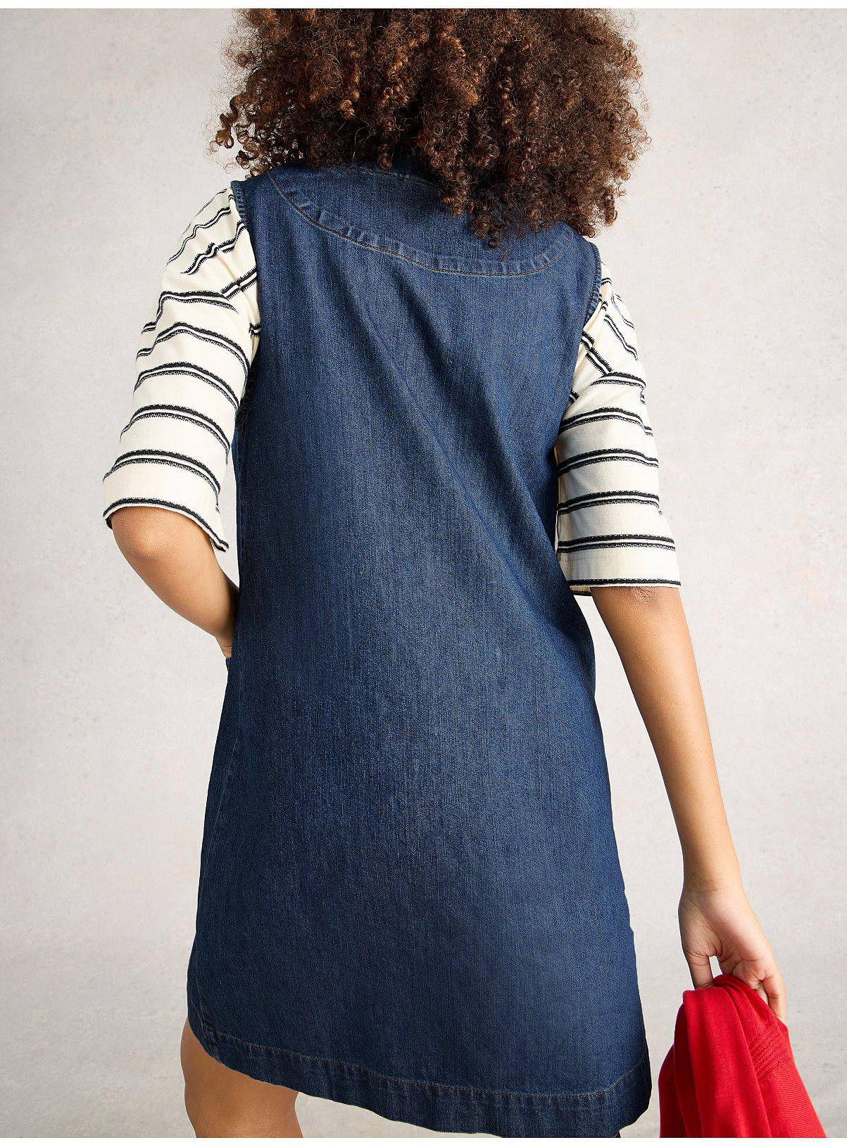 WHITE STUFF Rose Denim Pinny Dress 16 - Image 3